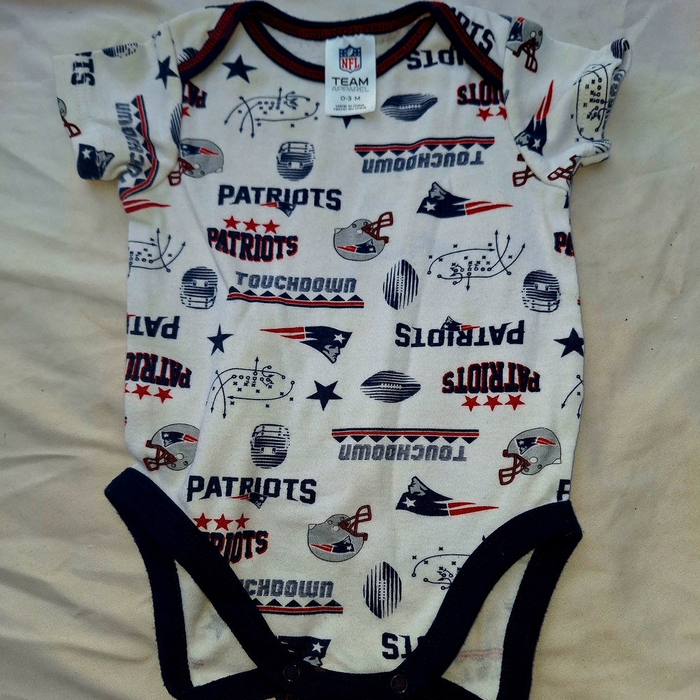 NFL White and Blue Bodysuit with PATRIOTS Team Graphics